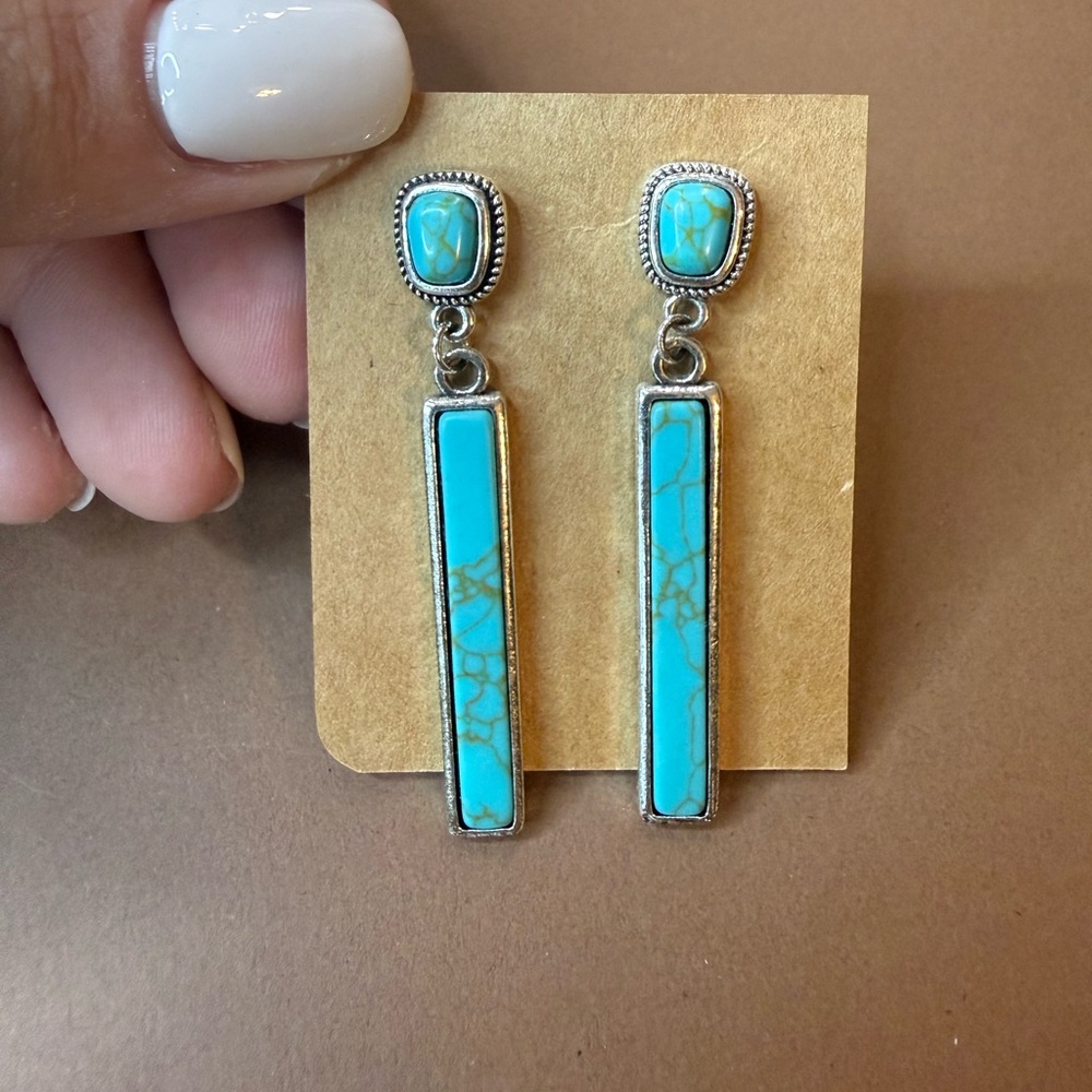 🩵BUNDLE AND SAVE 🩵(3/$16) Turquoise Bar Drop Earrings - Women Jewelry